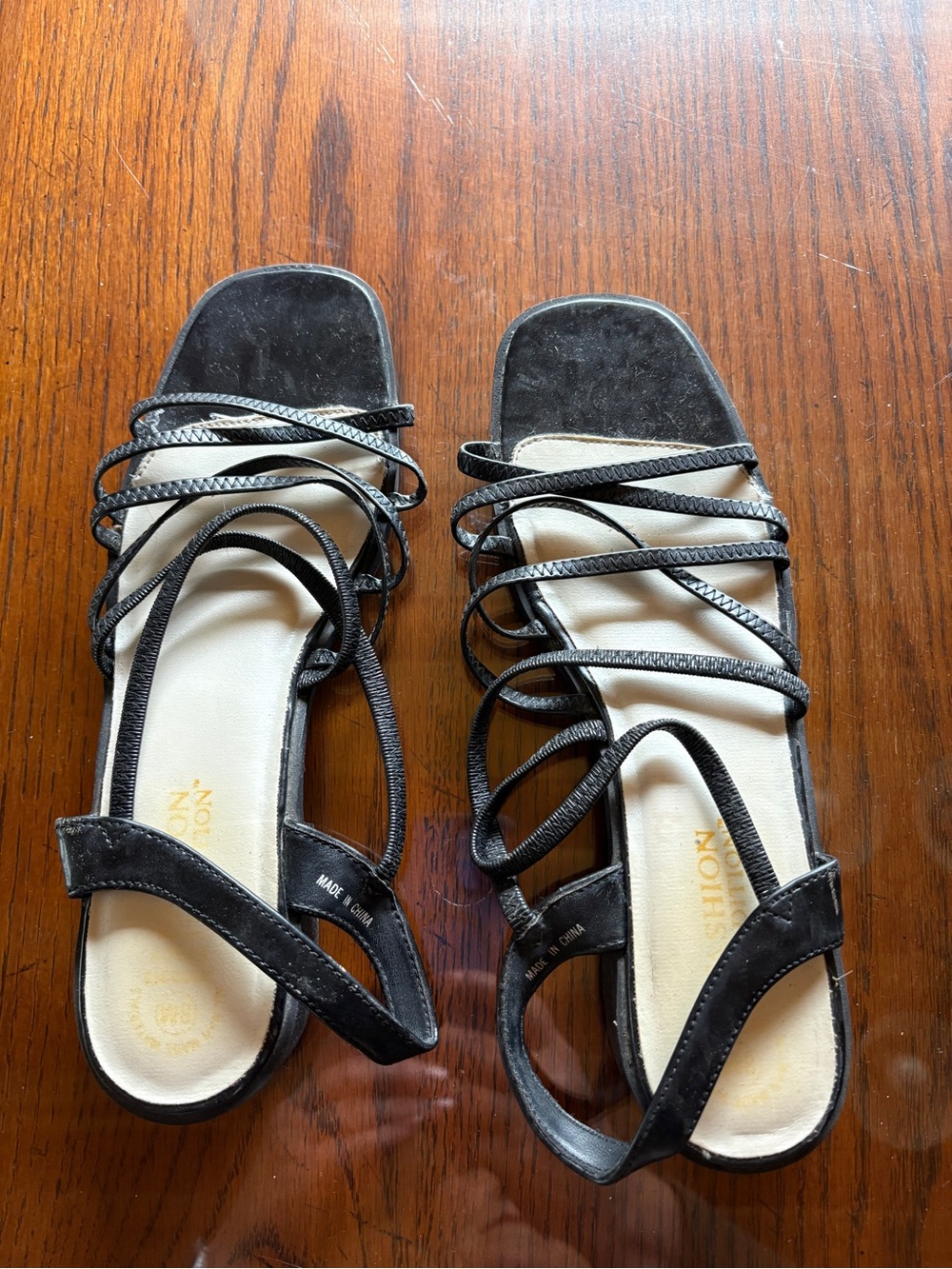 Strappy Black Square-Toe Women’s Sandals